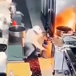 He puts out a kitchen fire at the restaurant like a boss