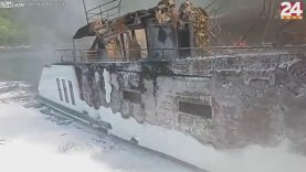 Spectacular fire on multi-million euro yacht